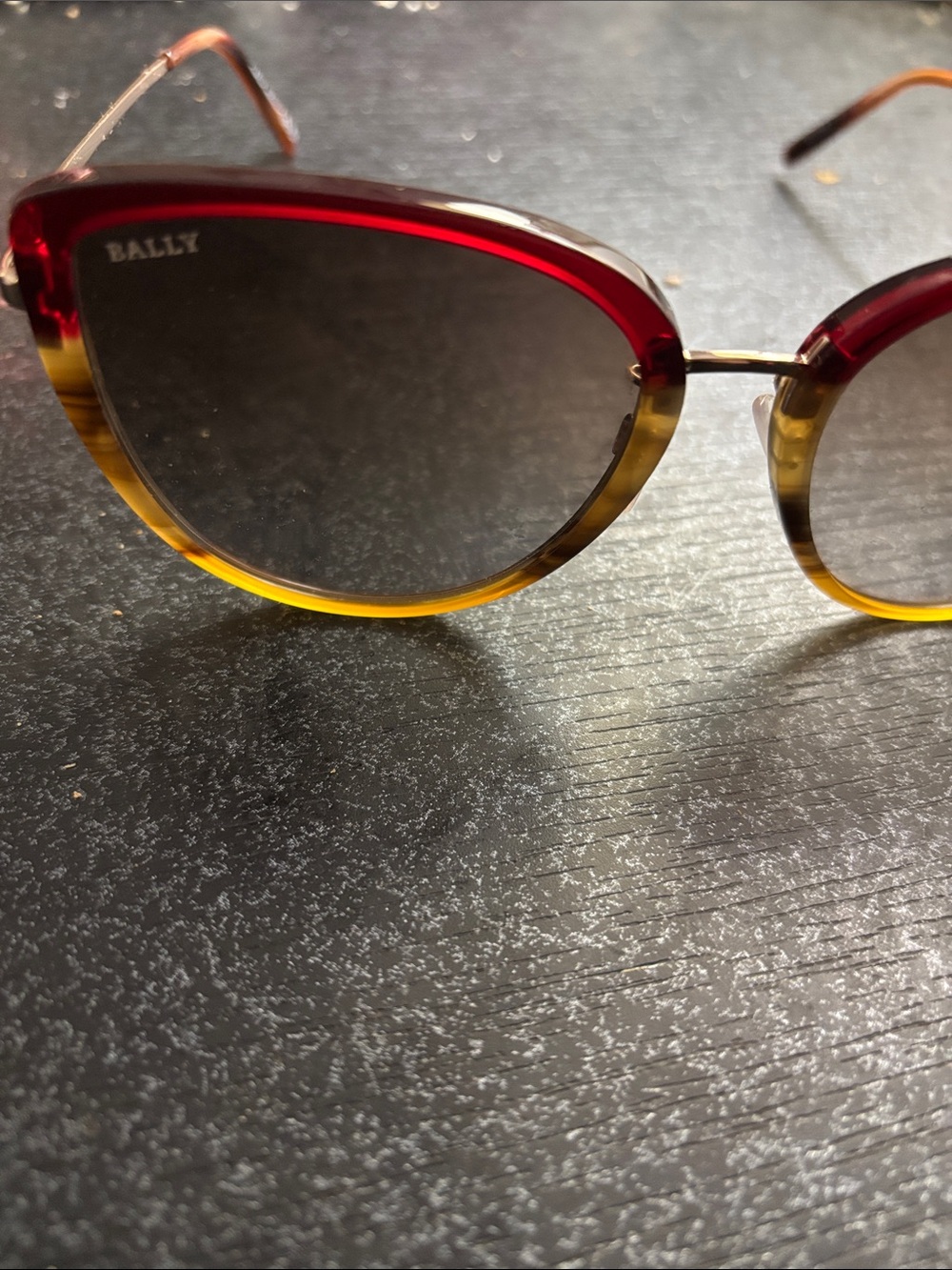 Bally Two-Tone Red to Yellow Cat-Eye Sunglasses